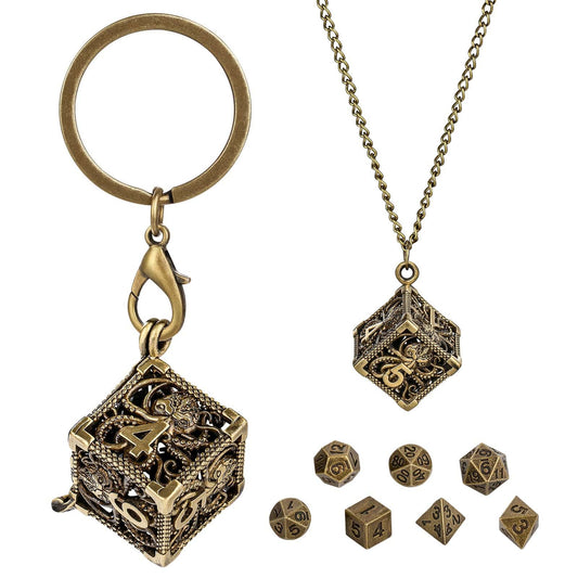 Geloho Bronze Dragon Mini Dice Set Necklace & Keychain