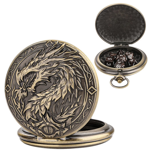 Geloho Bronze Dragon Pocket Watch Dice Set