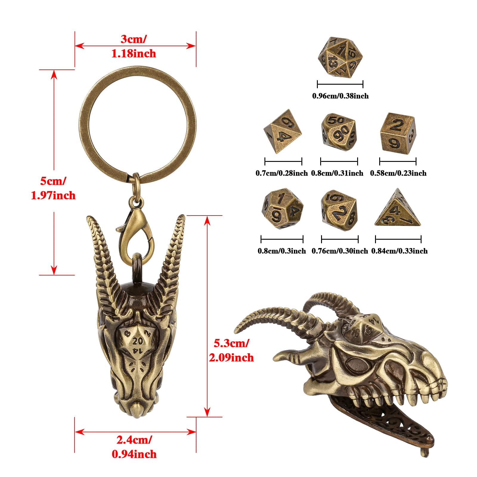 Geloho Dragon Skull Mini Dice Set Keychain