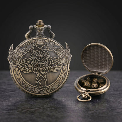 Geloho Bronze Dragon Wing Pocket Watch Dice Set