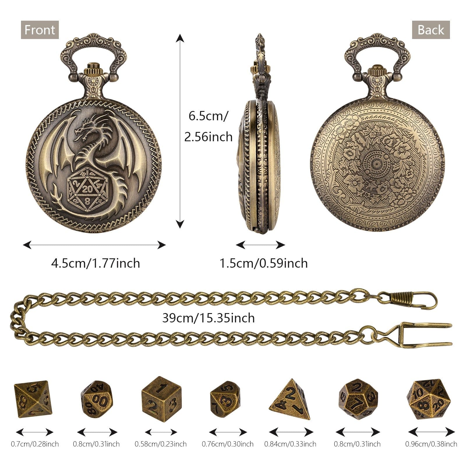 Geloho Dragonborn Pocket Watch Dice Set