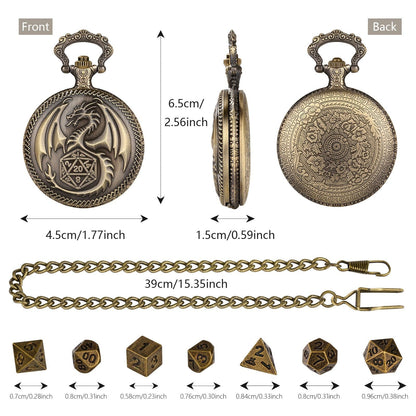 Geloho Dragonborn Pocket Watch Dice Set
