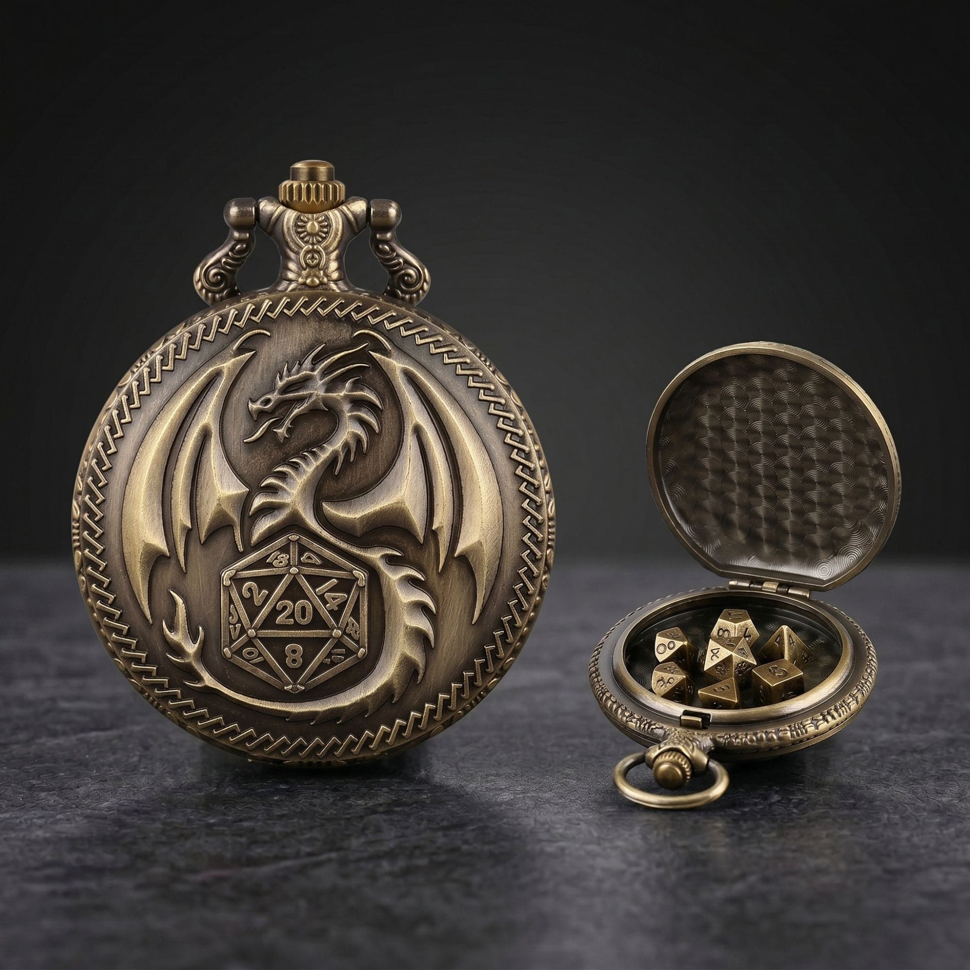 Geloho Dragonborn Pocket Watch Dice Set