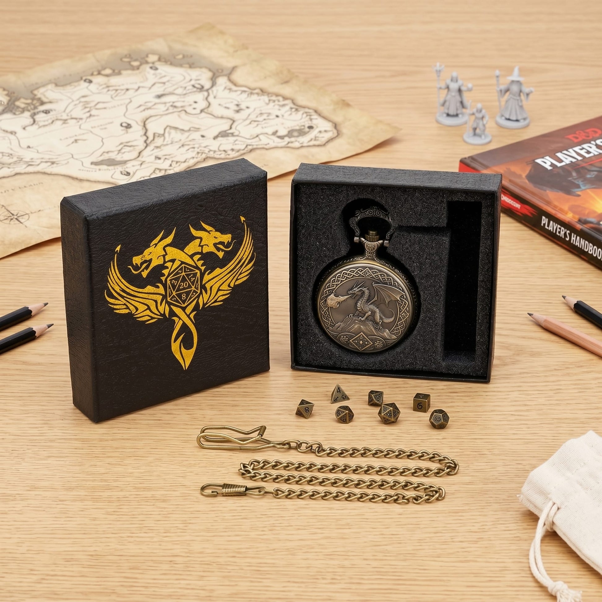 Geloho Dragonfire Fatekeeper Pocket Watch Dice Set