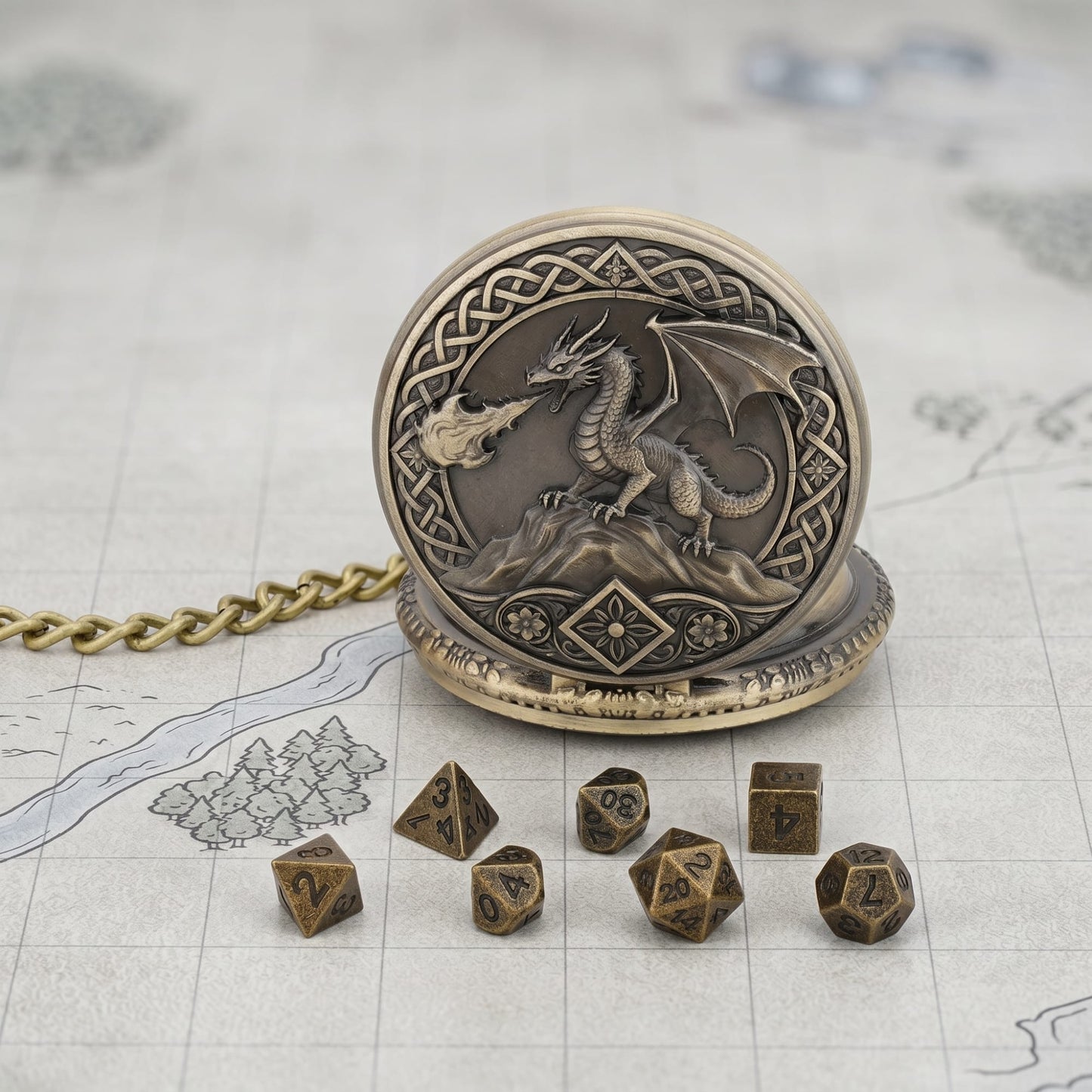 Geloho Dragonfire Fatekeeper Pocket Watch Dice Set
