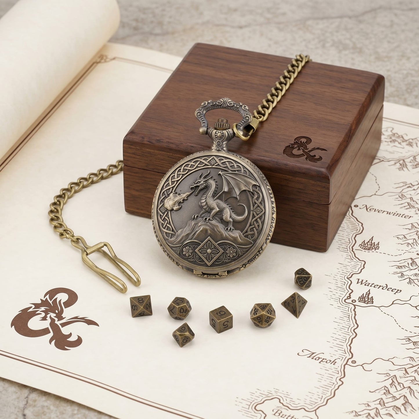 Geloho Dragonfire Fatekeeper Pocket Watch Dice Set
