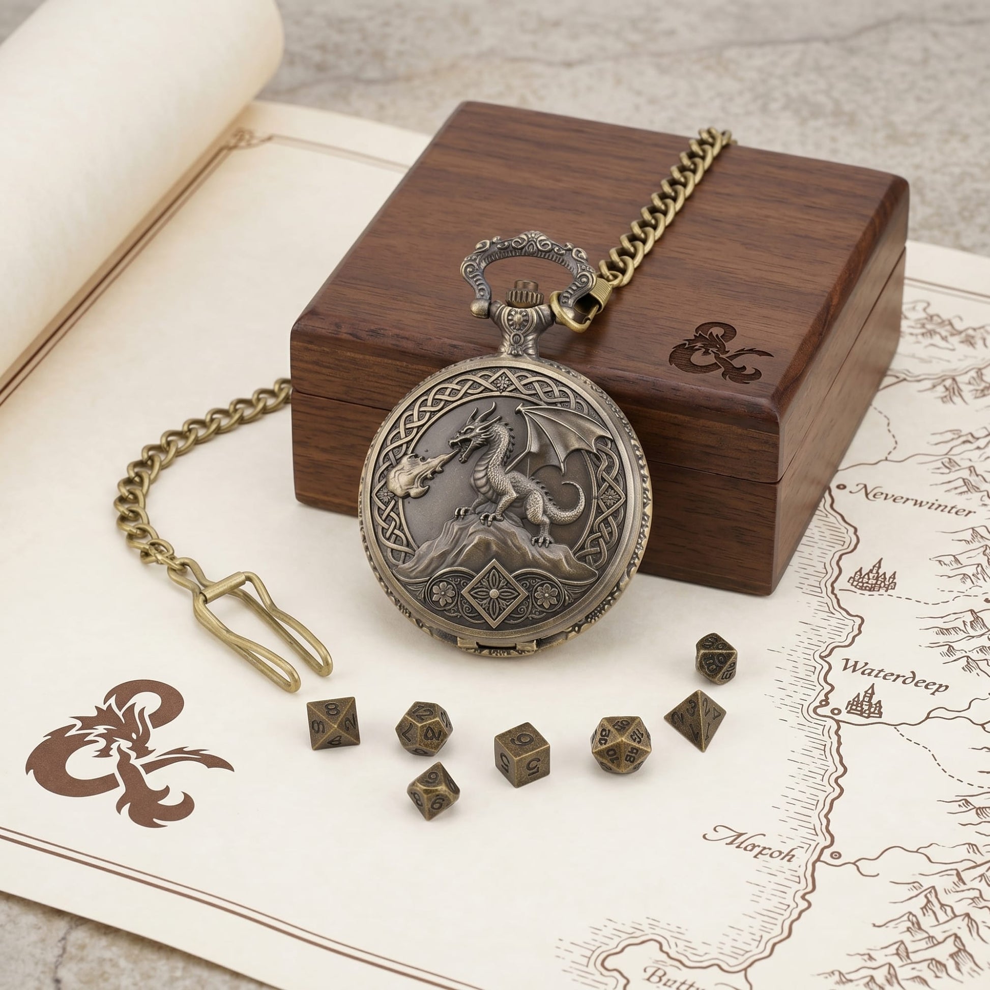 Geloho Dragonfire Fatekeeper Pocket Watch Dice Set
