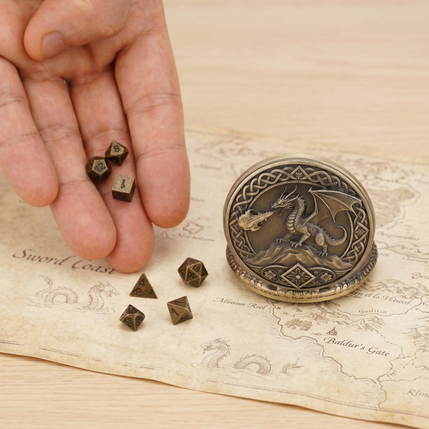 Geloho Dragonfire Fatekeeper Pocket Watch Dice Set