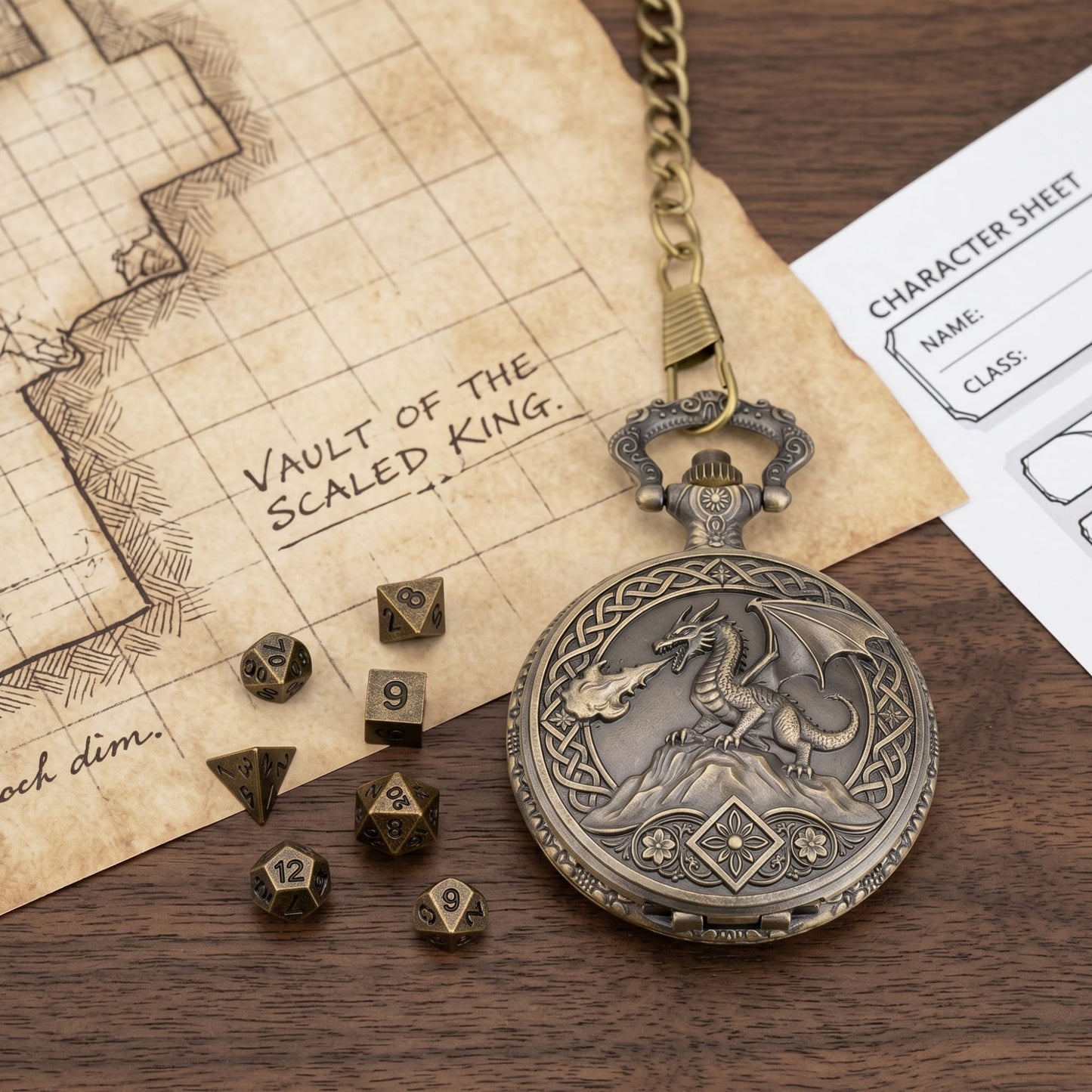 Geloho Dragonfire Fatekeeper Pocket Watch Dice Set