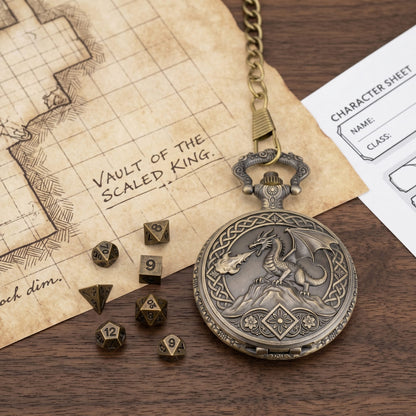 Geloho Dragonfire Fatekeeper Pocket Watch Dice Set