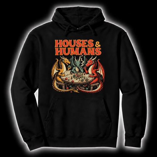 Dragons Play Humans black D&D hoodie