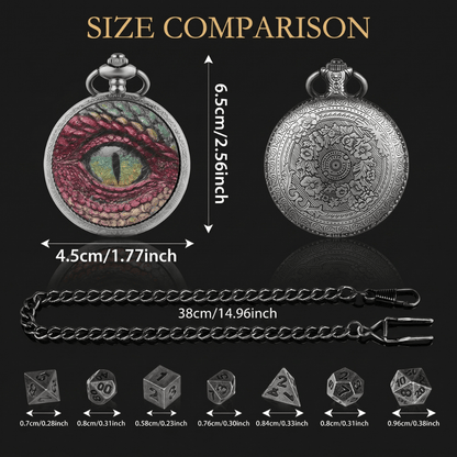 Geloho D20, Dragon Silver Dread Dragon Eye Pocket Watch Dice Set