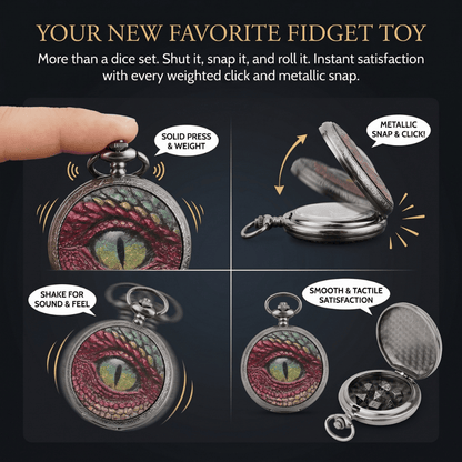 Geloho D20, Dragon Silver Dread Dragon Eye Pocket Watch Dice Set