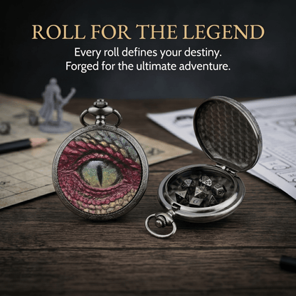 Geloho D20, Dragon Silver Dread Dragon Eye Pocket Watch Dice Set