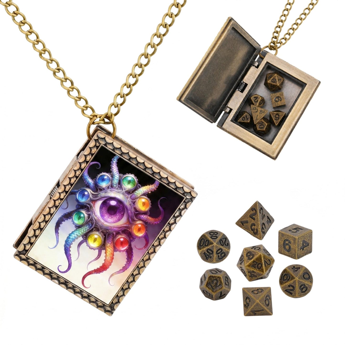 Geloho dice set necklace Bronze Eldritch Eye Dice Necklace