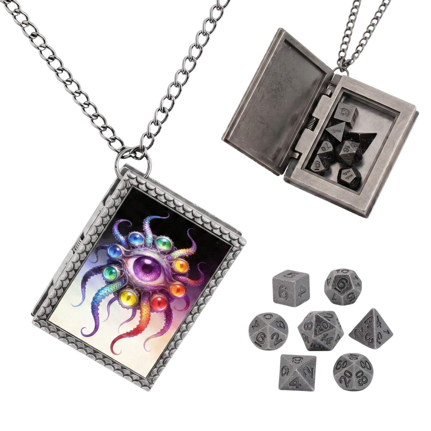 Geloho dice set necklace Silver Eldritch Eye Dice Necklace