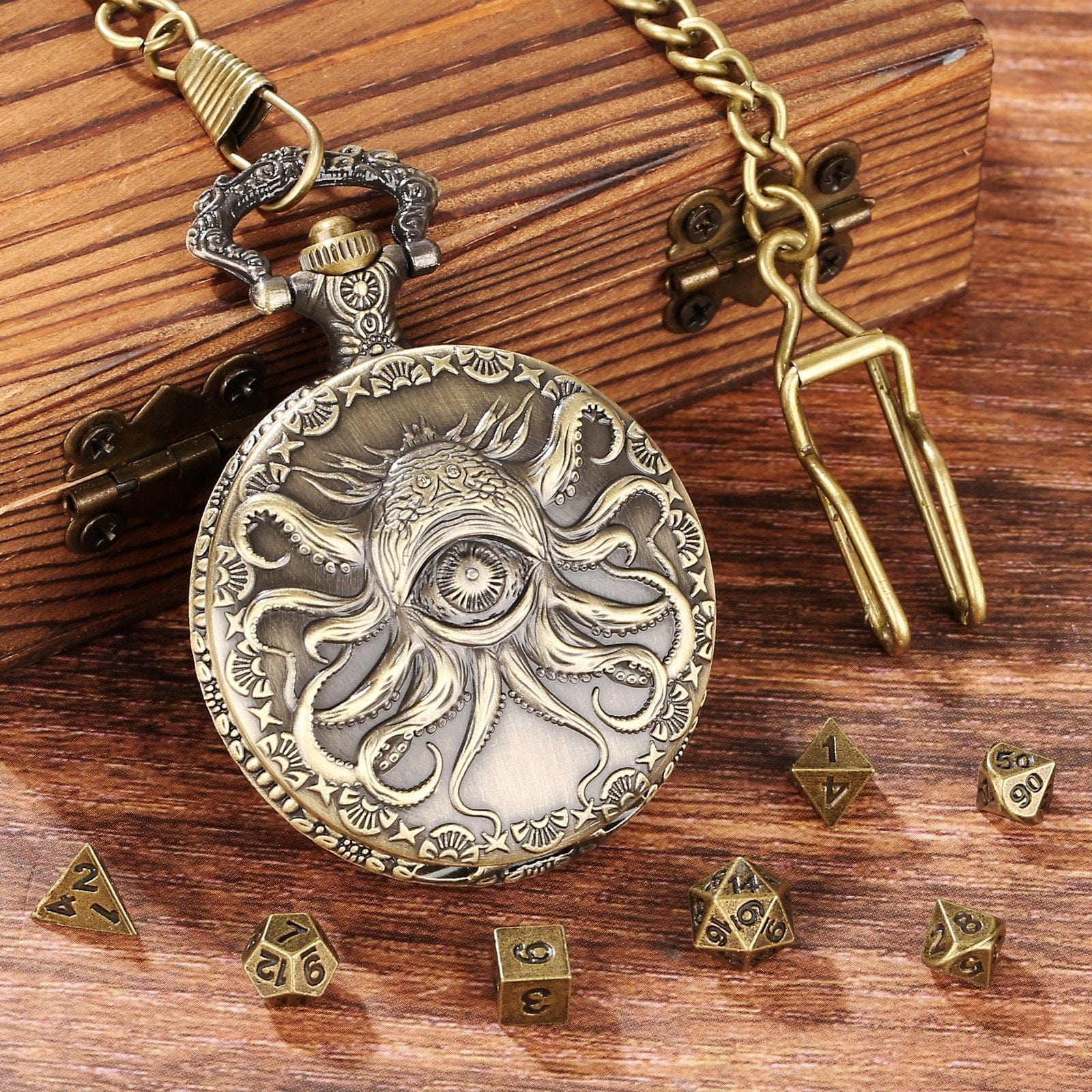Geloho D20, Dragon Eldritch Eye Pocket Watch Dice Set