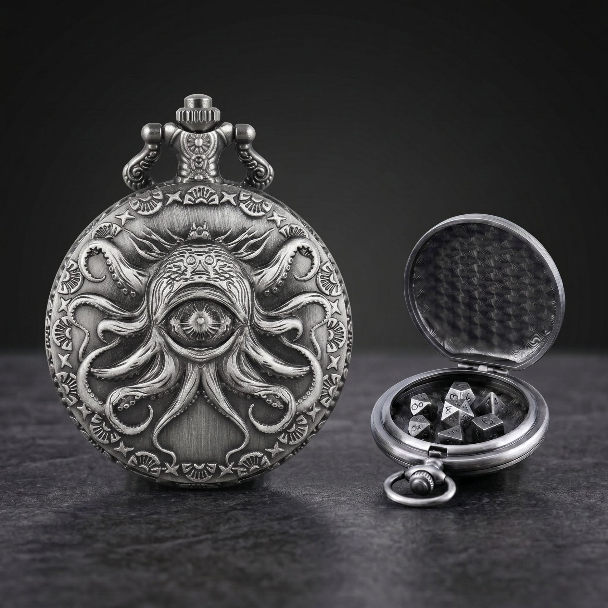 Geloho D20, Dragon Eldritch Eye Pocket Watch Dice Set