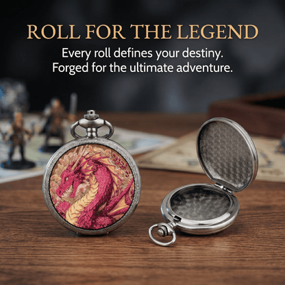Geloho D20, Dragon Silver Ethereal Rose Dragon Floral Pocket Watch Dice Set