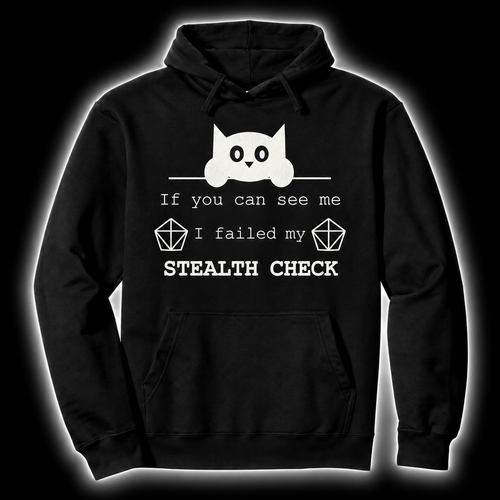 Failed Stealth Cat black D&D hoodie
