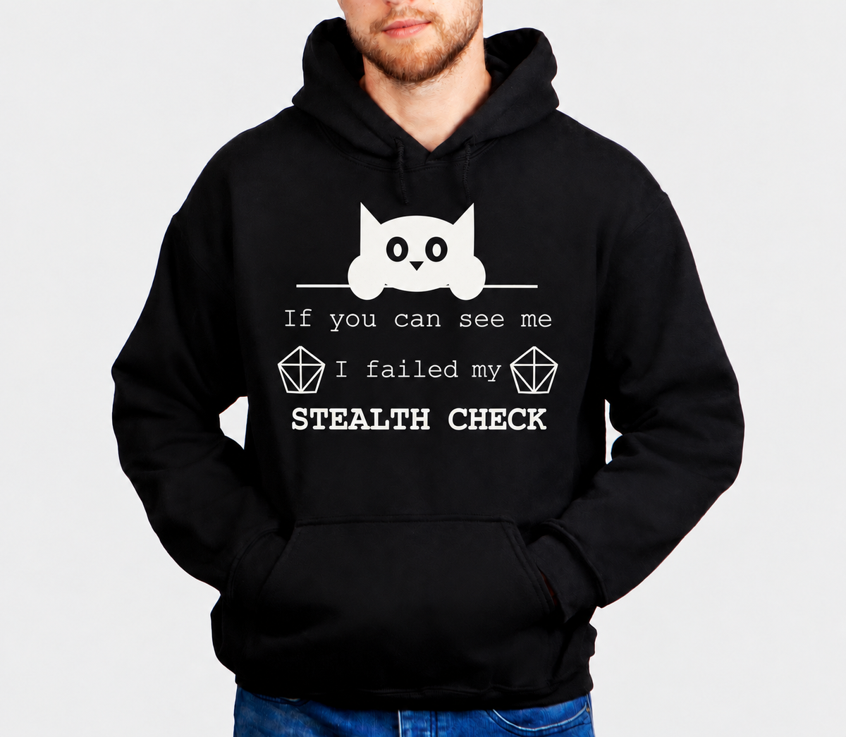 Failed Stealth Cat D&D hoodie on male model