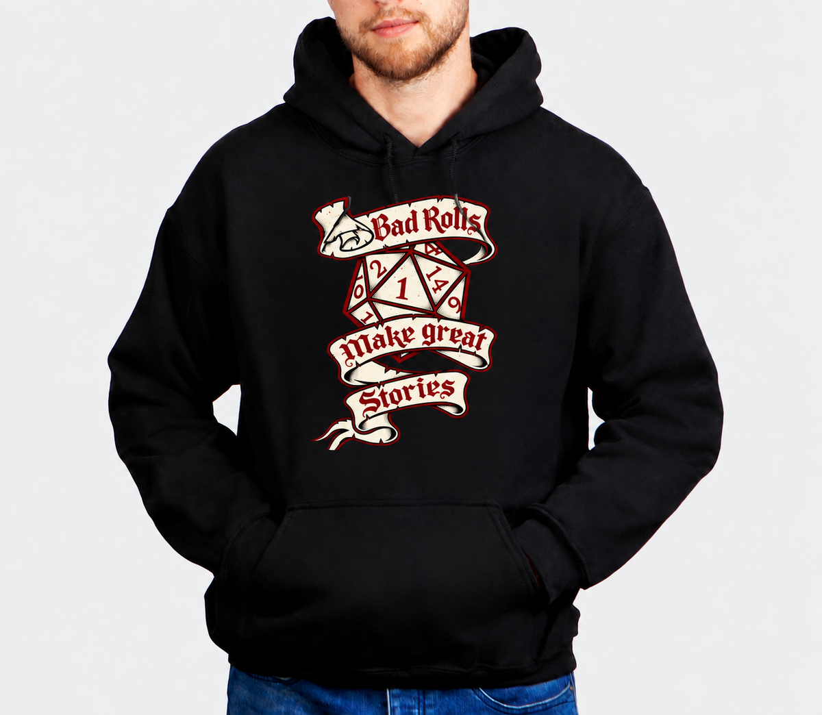 Failure Makes Legends D&D hoodie on male model