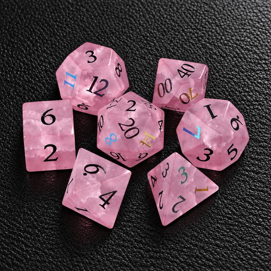 GELOHO Gemstone Dice Set Fey Rose Covenant-Gemstone Dice Set