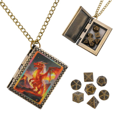 Geloho dice set necklace Bronze Fire Dragon Dice Necklace