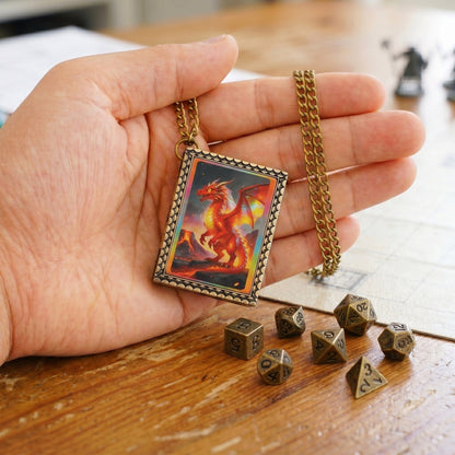 Geloho dice set necklace Fire Dragon Dice Necklace