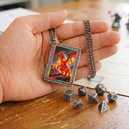 Geloho dice set necklace Fire Dragon Dice Necklace