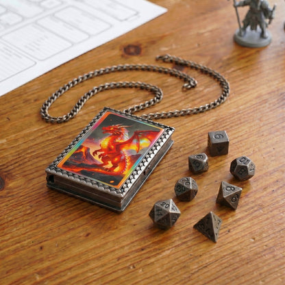 Geloho dice set necklace Fire Dragon Dice Necklace