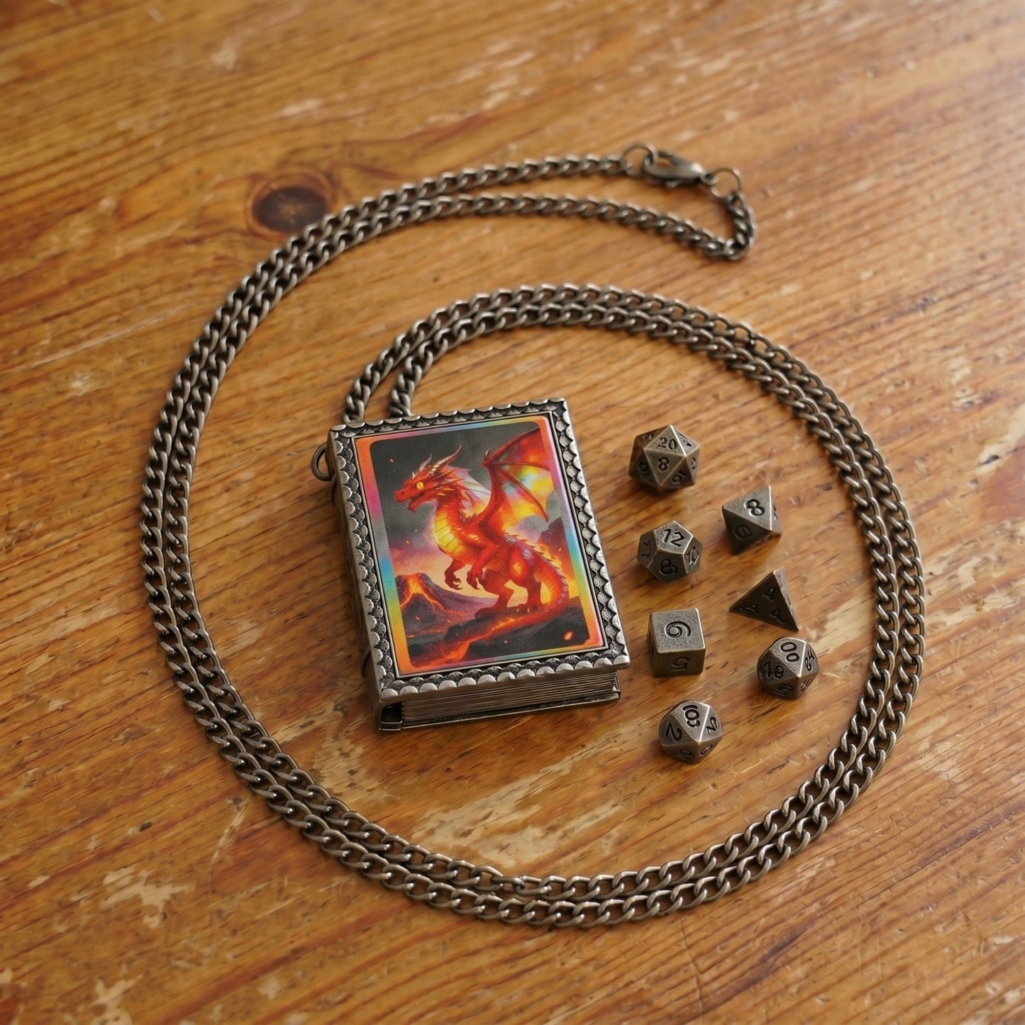 Geloho dice set necklace Fire Dragon Dice Necklace