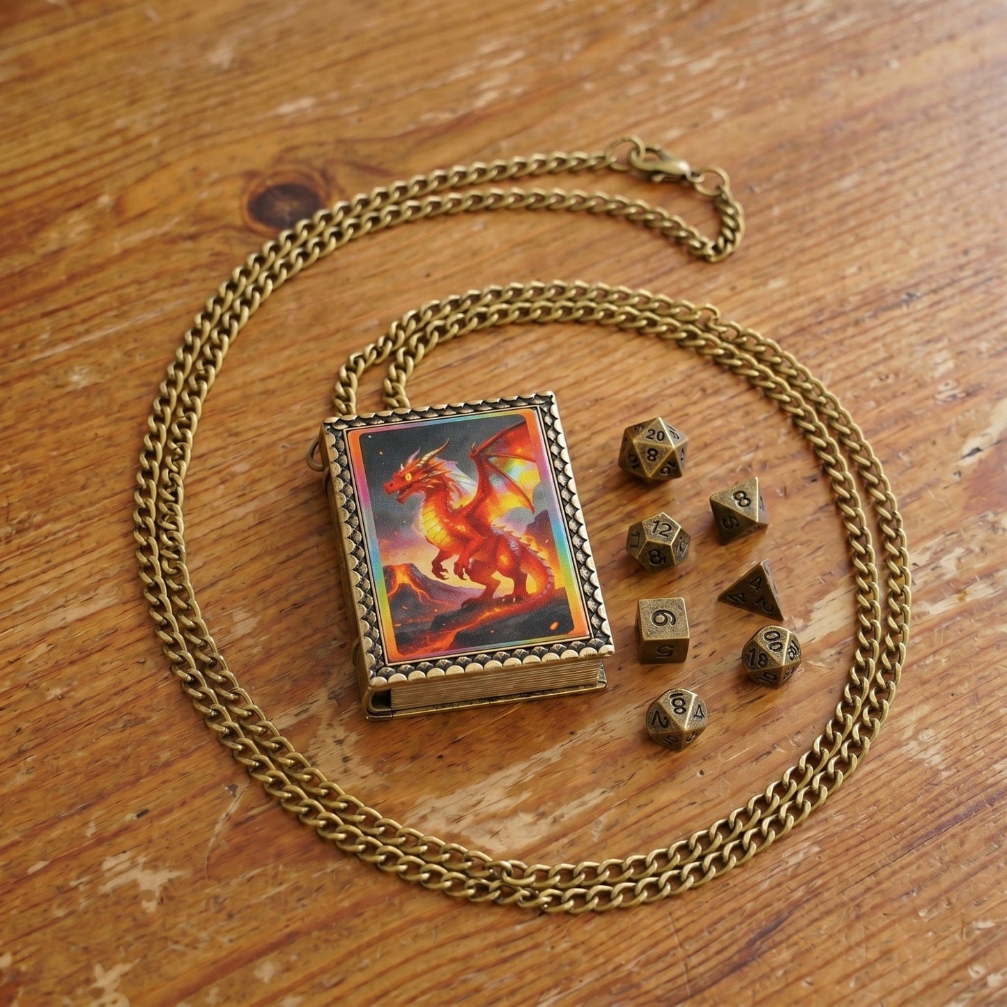 Geloho dice set necklace Fire Dragon Dice Necklace