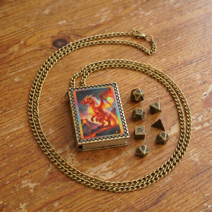 Geloho dice set necklace Fire Dragon Dice Necklace