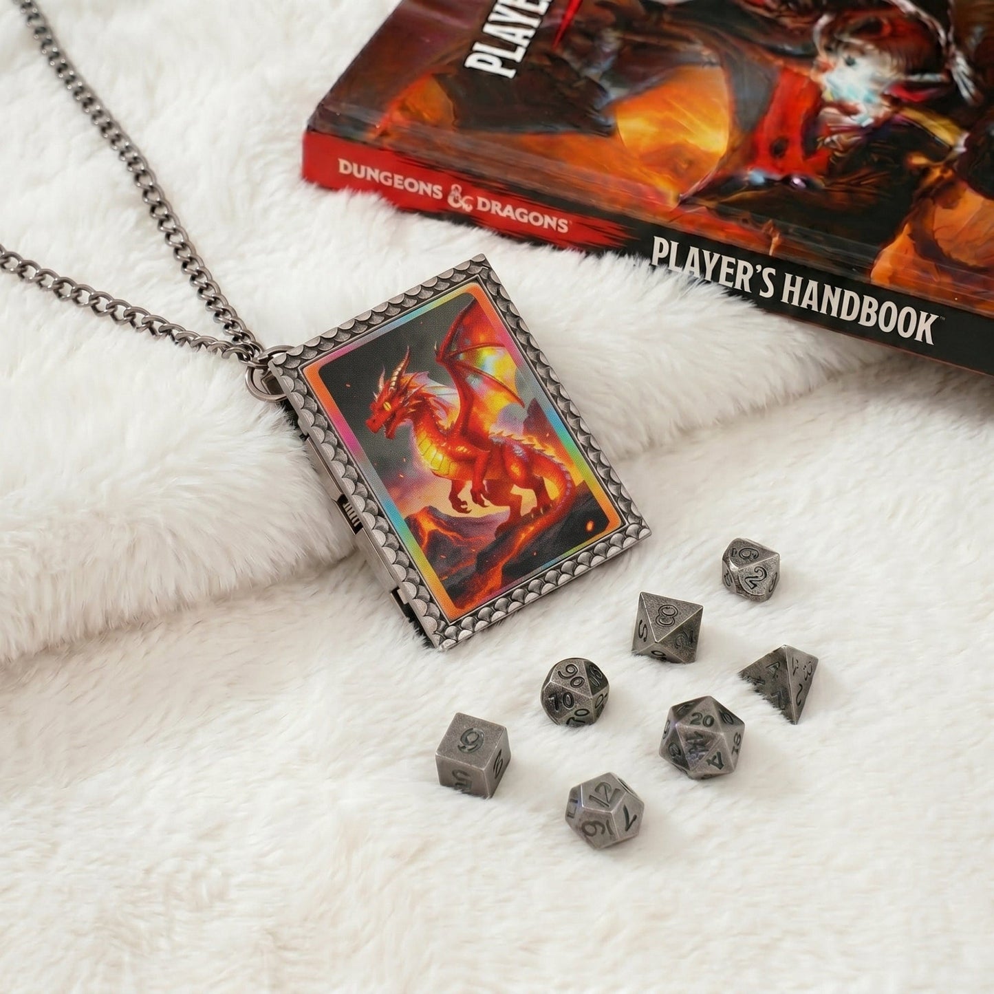 Geloho dice set necklace Fire Dragon Dice Necklace