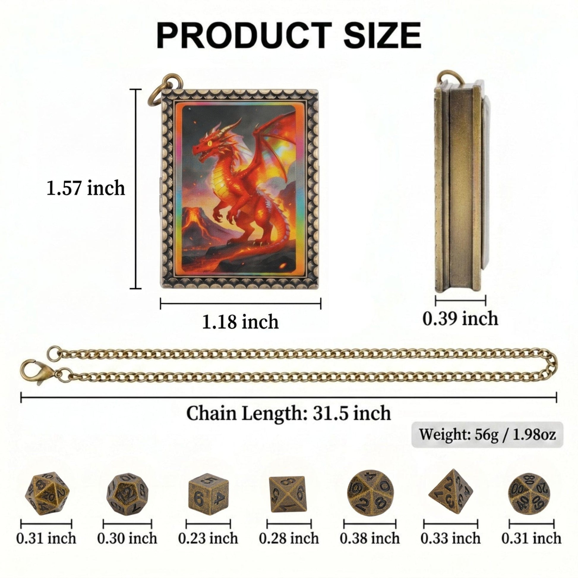 Geloho dice set necklace Fire Dragon Dice Necklace