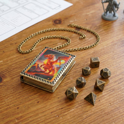 Geloho dice set necklace Fire Dragon Dice Necklace