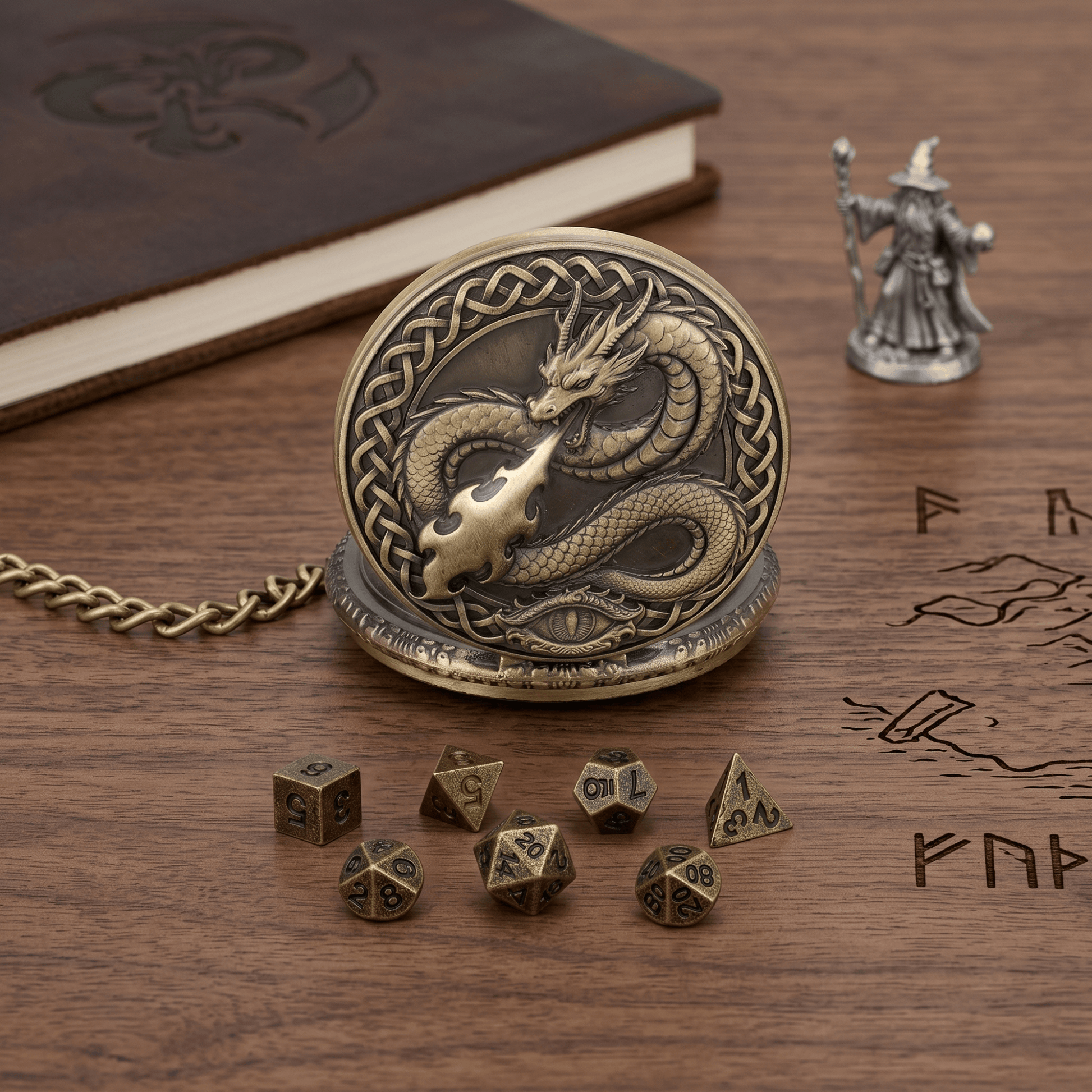 Geloho Fire Dragon Pocket Watch Dice Set