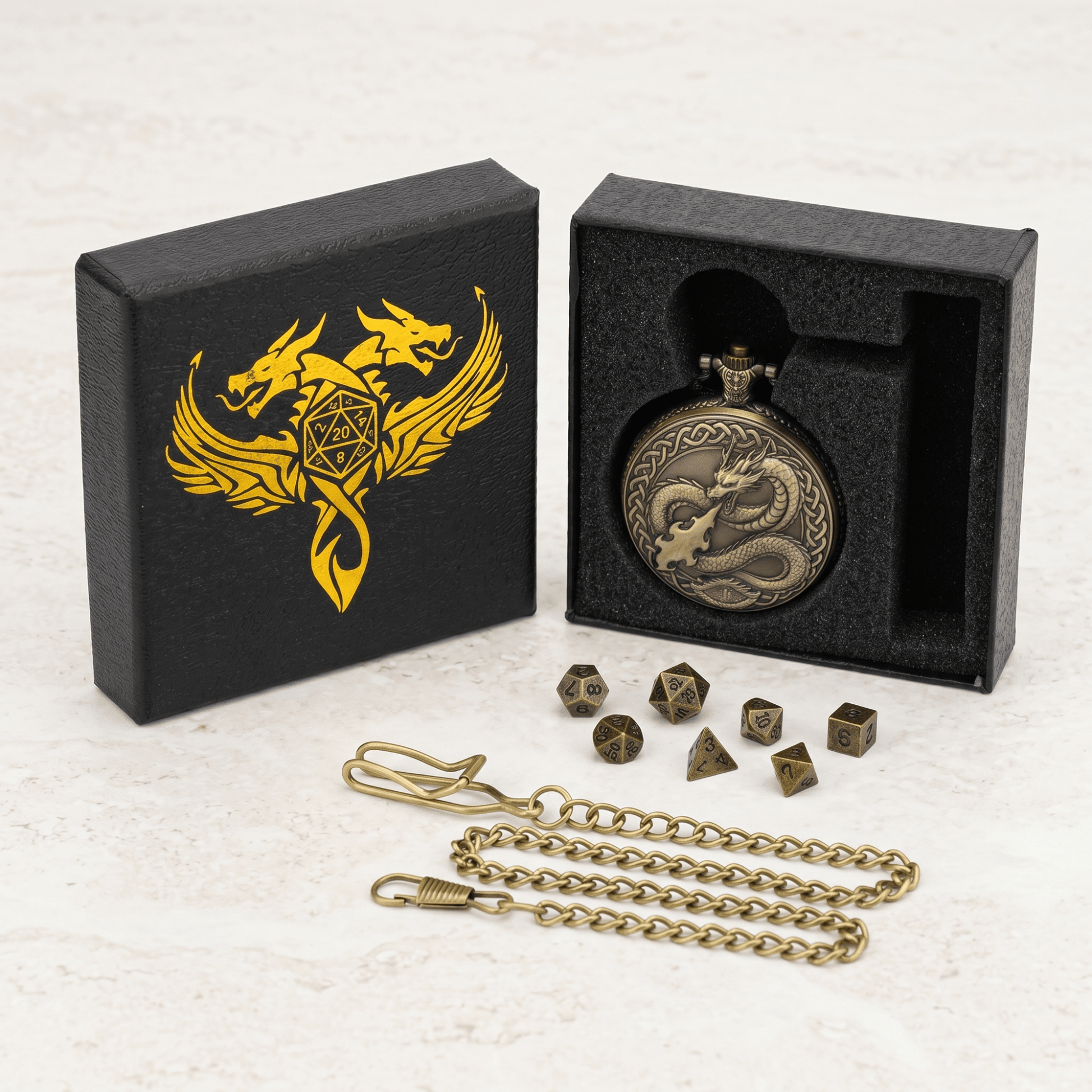 Geloho Fire Dragon Pocket Watch Dice Set