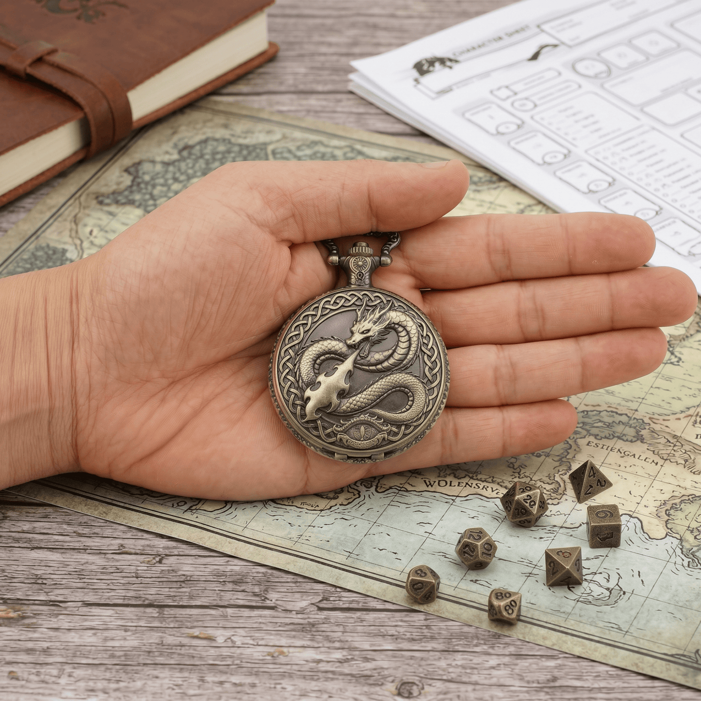 Geloho Fire Dragon Pocket Watch Dice Set