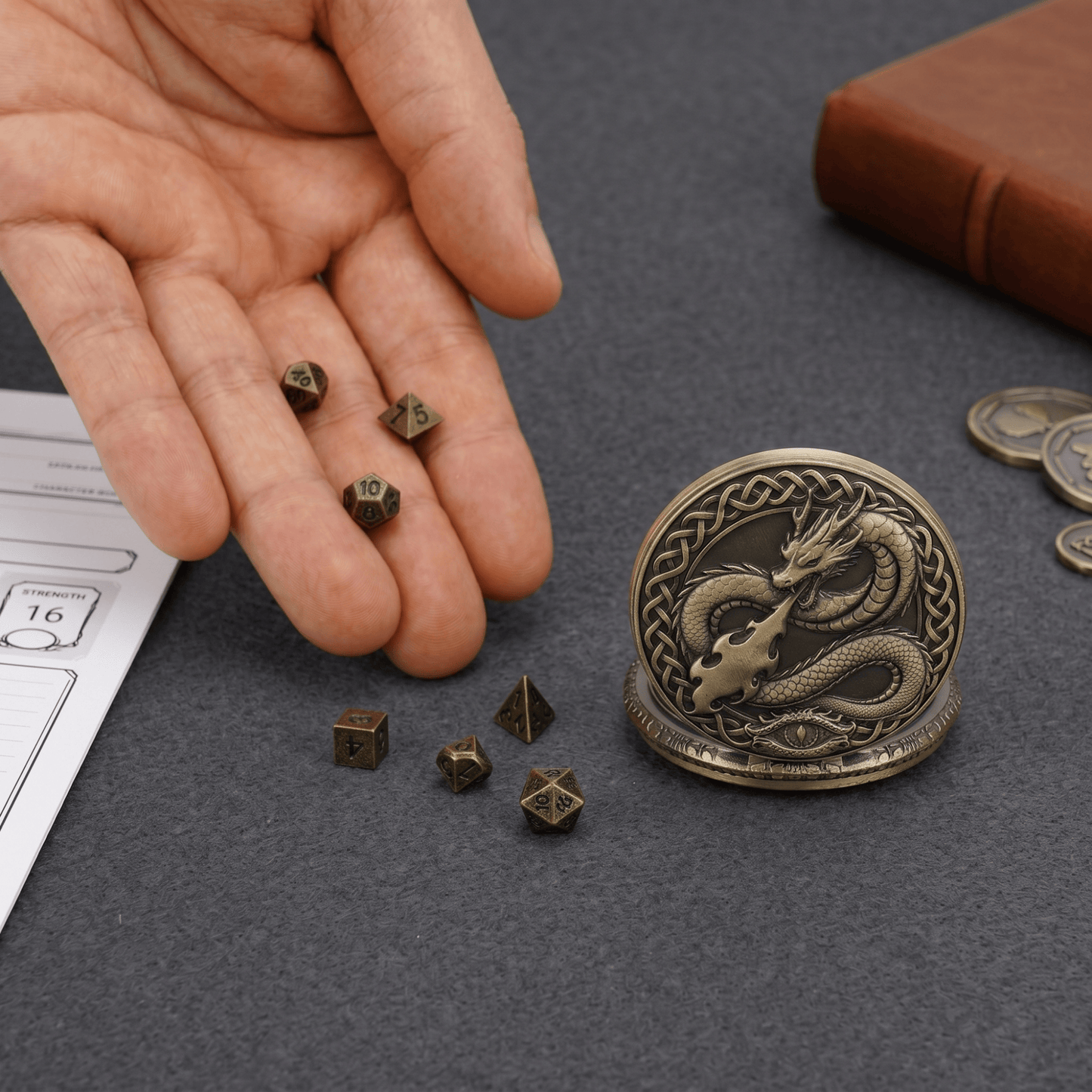 Geloho Fire Dragon Pocket Watch Dice Set