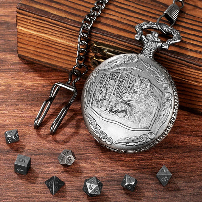 Geloho D20, Dragon Forest Wolf Pocket Watch Dice Set