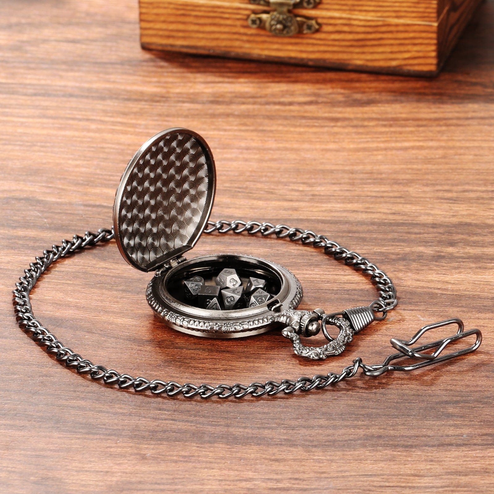 Geloho D20, Dragon Forest Wolf Pocket Watch Dice Set