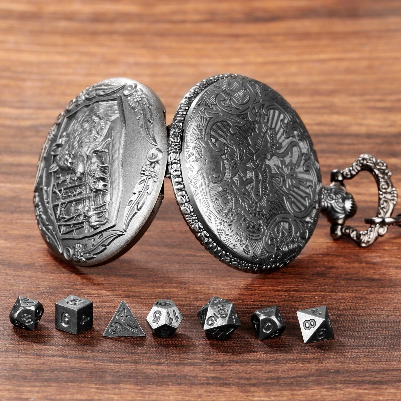 Geloho D20, Dragon Forest Wolf Pocket Watch Dice Set