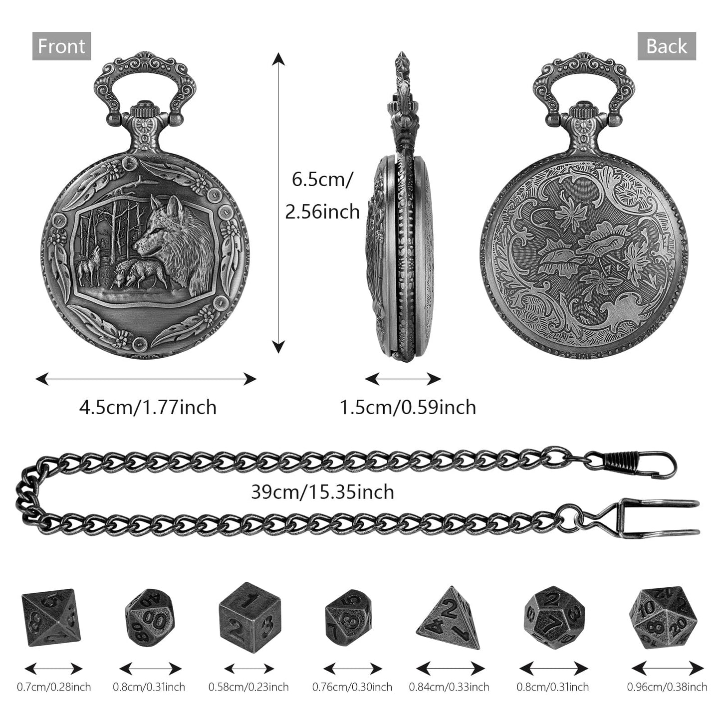 Geloho D20, Dragon Forest Wolf Pocket Watch Dice Set