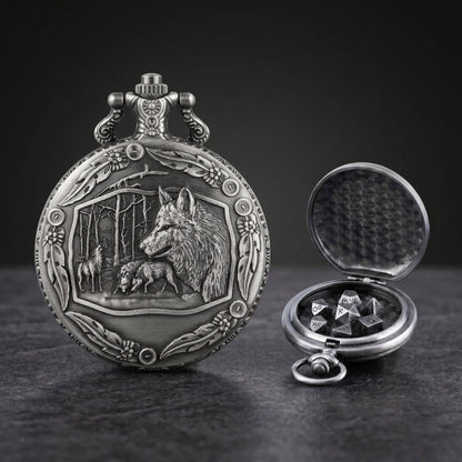 Geloho D20, Dragon Forest Wolf Pocket Watch Dice Set