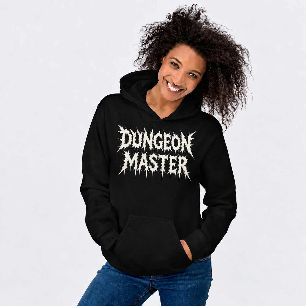 Forever Dungeon Master D&D hoodie on female model