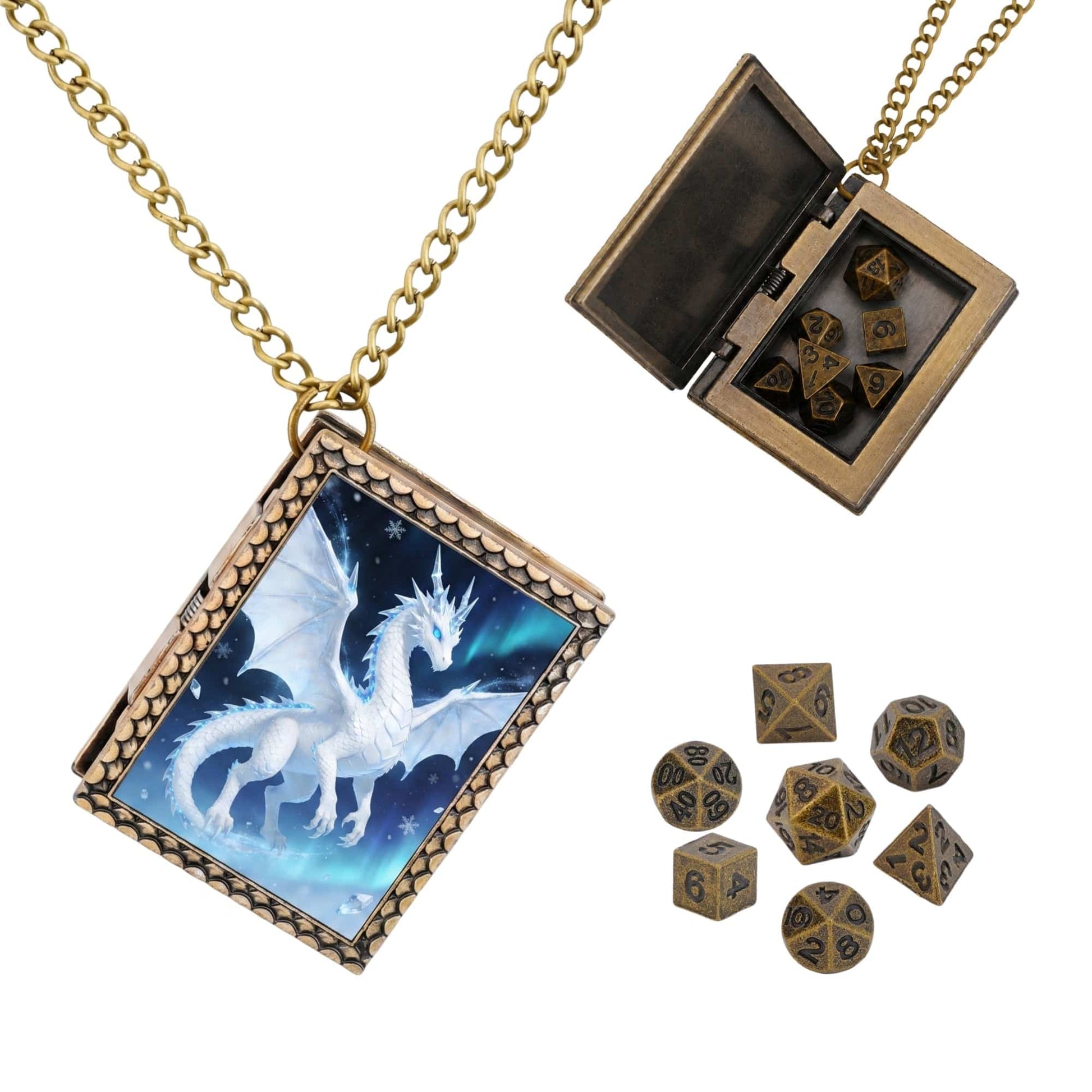 Geloho dice set necklace Bronze Frost Dragon Dice Necklace