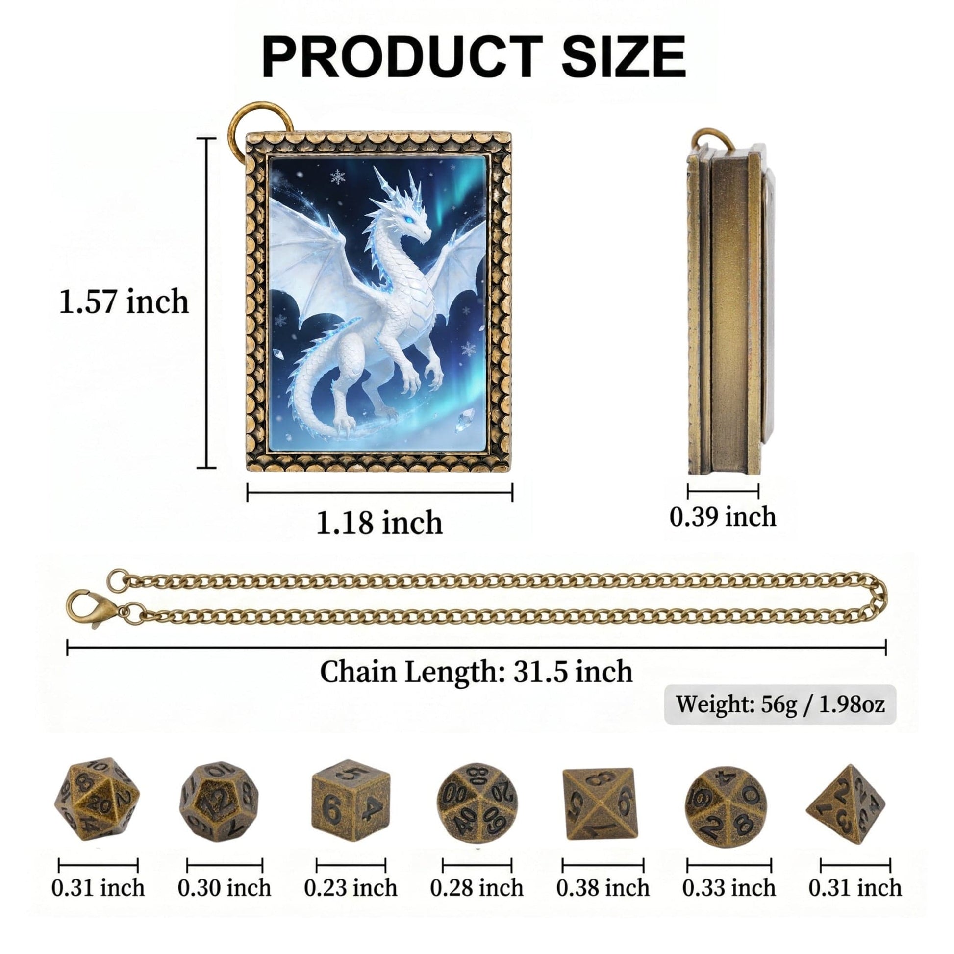 Geloho dice set necklace Frost Dragon Dice Necklace
