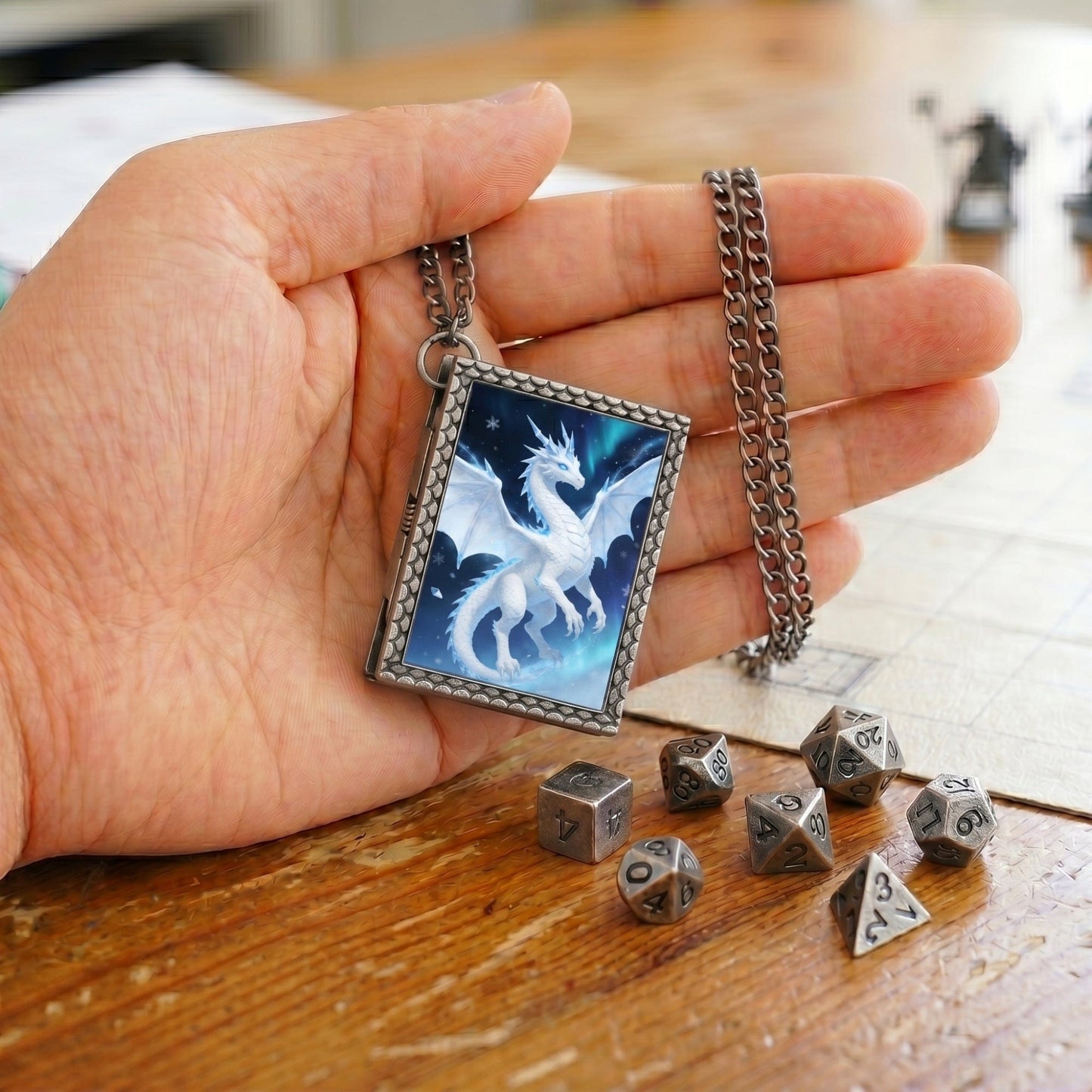 Geloho dice set necklace Frost Dragon Dice Necklace